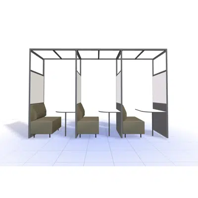 4T - H2400 - Single W900 Bank Booth, Wall X3图像