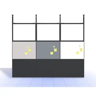4T - H2700 - W1200 - Ceiling Mounted Wall Unit X3 with Pinboard图像