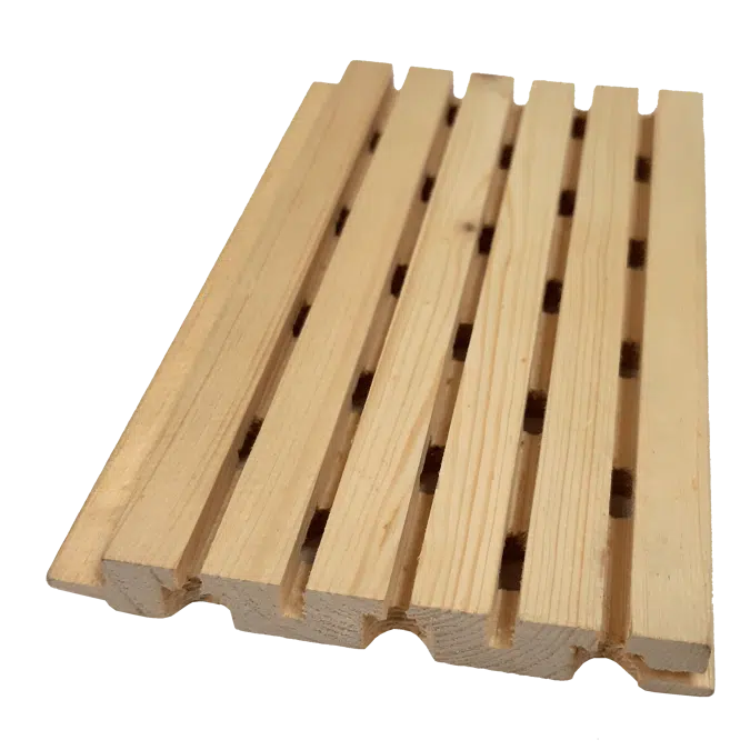 Interior Cladding System - Fire-retardant Pine Wood for acoustic conditioning on walls and ceilings