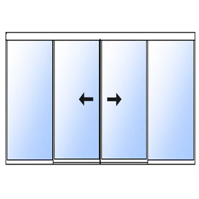 BIM objects Free download! Slim double sliding door with fixed panels surface mounted