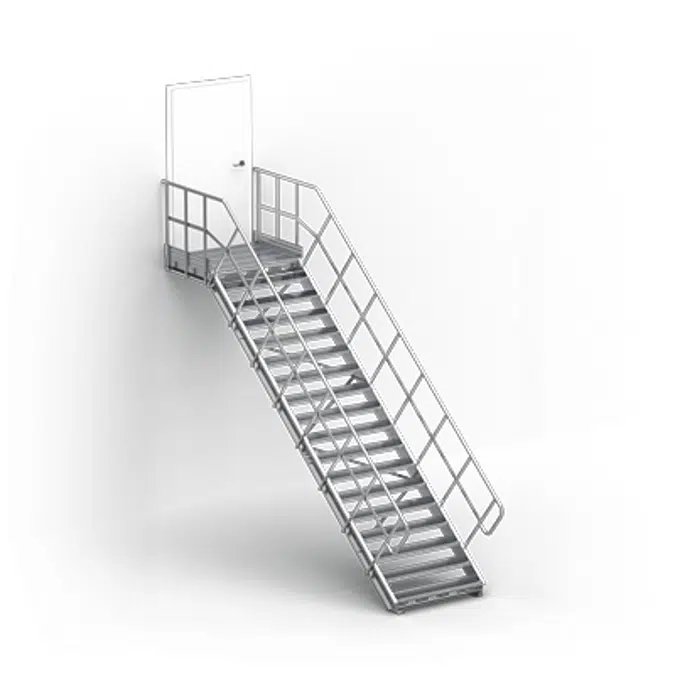 Linea  - straight stairs for industry by TLC, landing with frontal exit