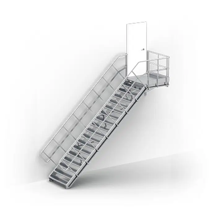 Linea - straight stairs with landing industry by TLC, supported by brackets