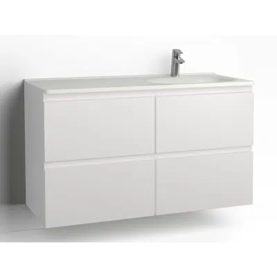 画像 Flow bathroom cabinet with washbasin 1200 right 4 drawers, single finish