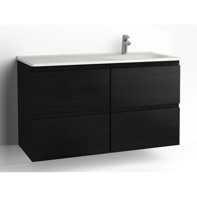 Flow bathroom cabinet with washbasin 1200 right 4 drawers, single finish