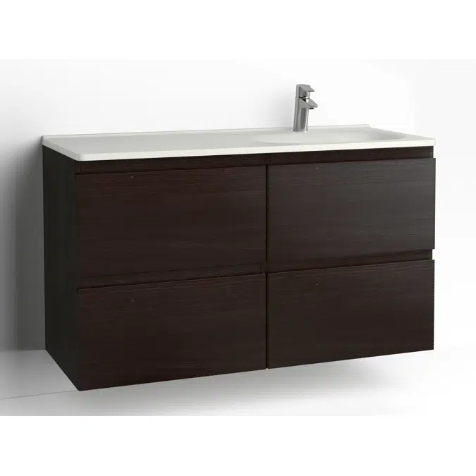 Flow bathroom cabinet with washbasin 1200 right 4 drawers, single finish