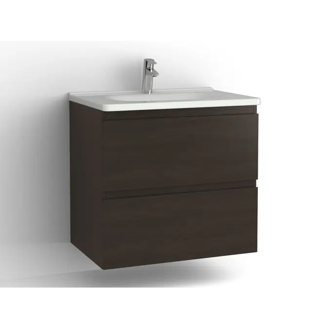 Flow bathroom cabinet with washbasin 750 2 drawers, single finish