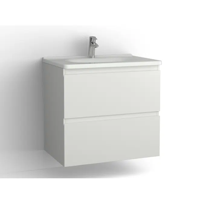 Flow bathroom cabinet with washbasin 750 2 drawers, single finish