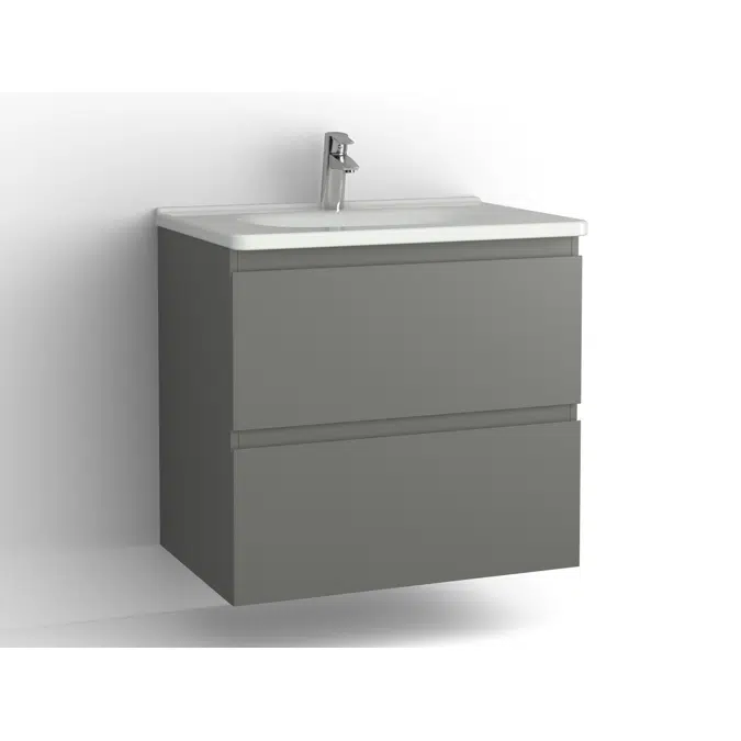 Flow bathroom cabinet with washbasin 750 2 drawers, single finish