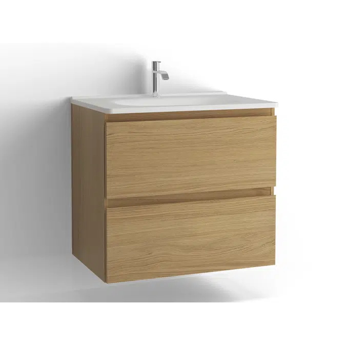 Flow bathroom cabinet with washbasin 750 2 drawers, single finish