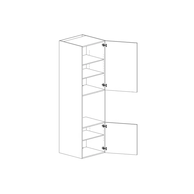 High cabinet height 2100mm with opening 590mm three shelves and two doors 600mm