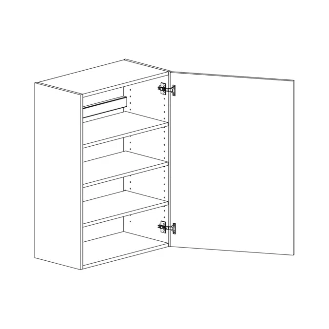 Wall cabinet height 850mm with three shelves 600mm