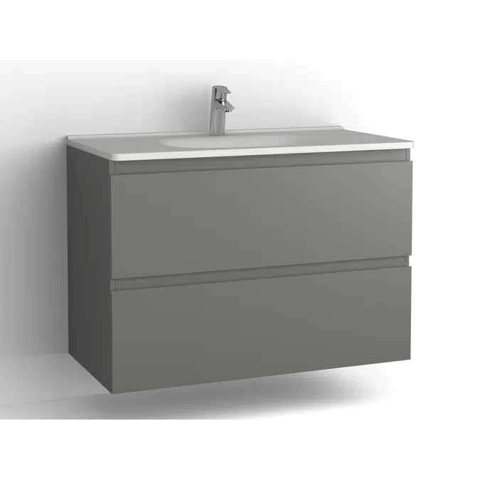 Flow bathroom cabinet with washbasin 1000 2 drawers, single finish