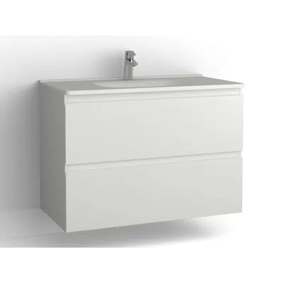 画像 Flow bathroom cabinet with washbasin 1000 2 drawers, single finish
