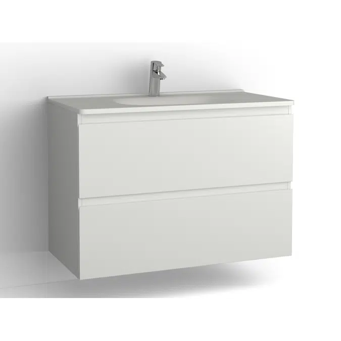 Flow bathroom cabinet with washbasin 1000 2 drawers, single finish