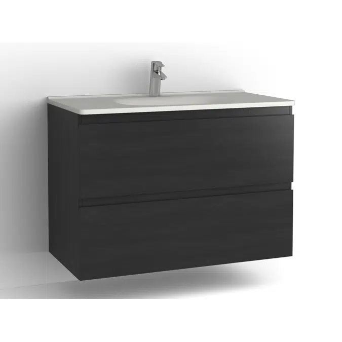 Flow bathroom cabinet with washbasin 1000 2 drawers, single finish