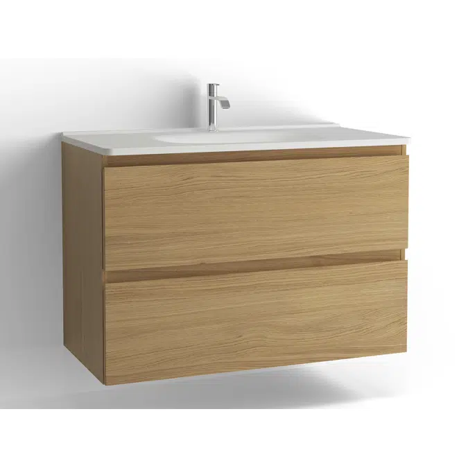 Flow bathroom cabinet with washbasin 1000 2 drawers, single finish