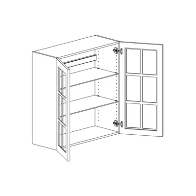 画像 Wall cabinet height 850mm with two shelves and two display doors 800mm