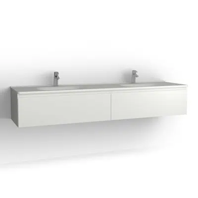 Image for Flow bathroom cabinet with washbasin 2000 double 2 drawers, single finish