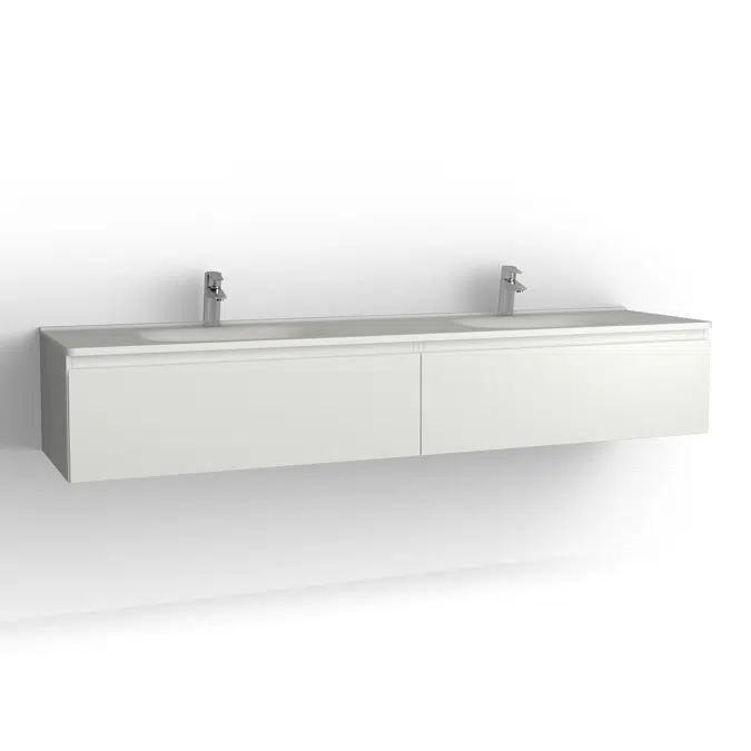 Flow bathroom cabinet with washbasin 2000 double 2 drawers, single finish