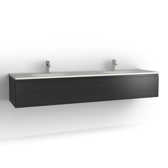 Flow bathroom cabinet with washbasin 2000 double 2 drawers, single finish