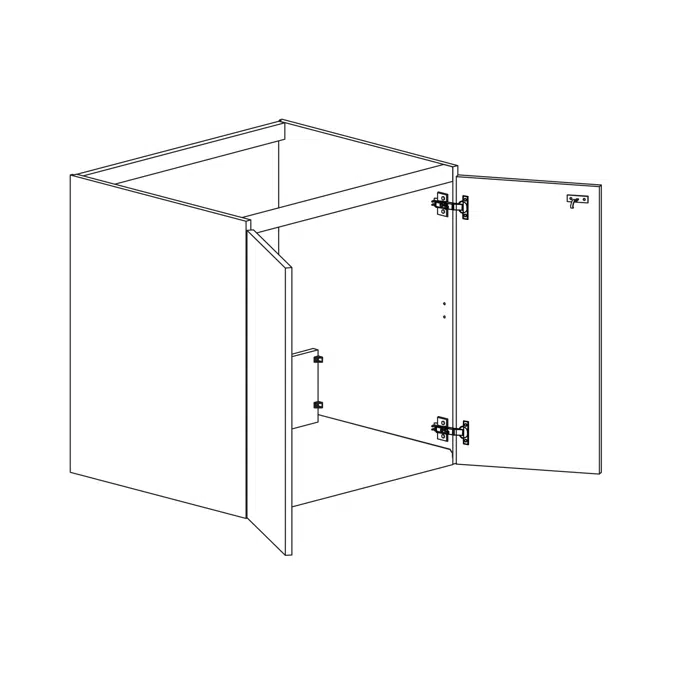 Base cabinet for sink with retracted 460 bottom, door 700mm