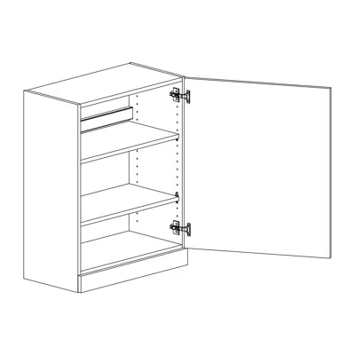 Image for Wall cabinet height 850mm with two shelves height 770mm for fan 600mm
