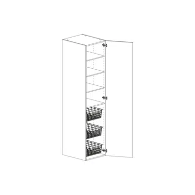 High cabinet height 2100mm with four shelves and three wire trays 500mm için görüntü