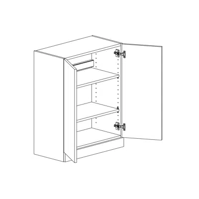 Image for Wall cabinet height 850mm with two shelves height 770mm for fan two doors 600mm