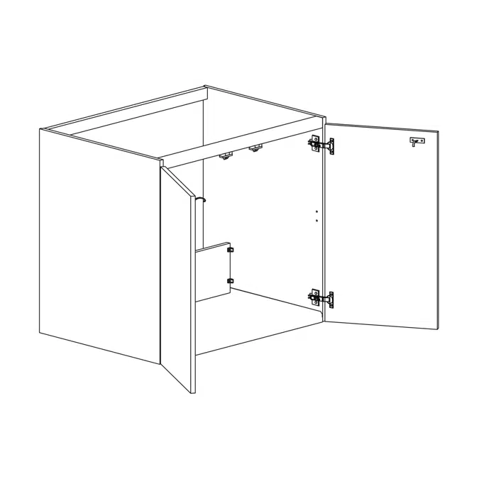 Base cabinet for sink with retracted 460 bottom, door 800mm