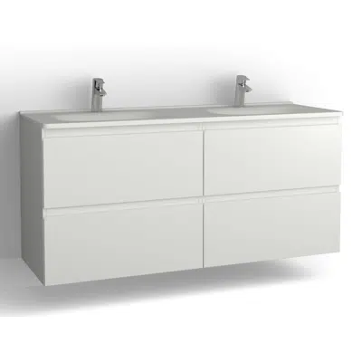 Image for Flow bathroom cabinet with washbasin 1500 double 4 drawers, single finish