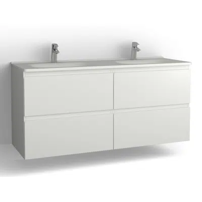 Flow bathroom cabinet with washbasin 1500 double 4 drawers, single finish 이미지