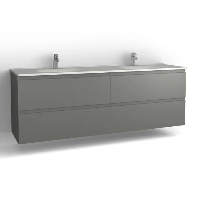 Flow bathroom cabinet with washbasin 2000 double 4 drawers, single finish