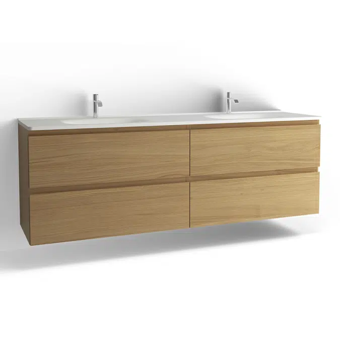 Flow bathroom cabinet with washbasin 2000 double 4 drawers, single finish