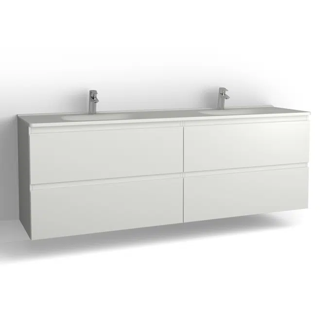 Flow bathroom cabinet with washbasin 2000 double 4 drawers, single finish