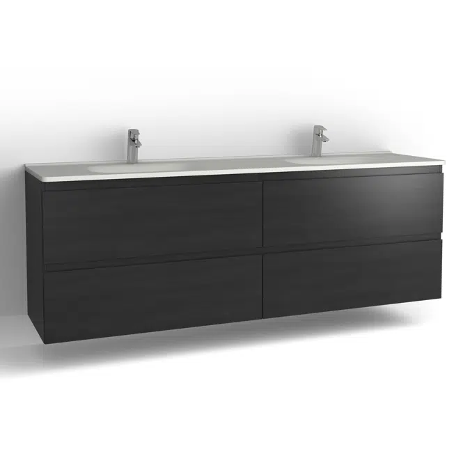 Flow bathroom cabinet with washbasin 2000 double 4 drawers, single finish