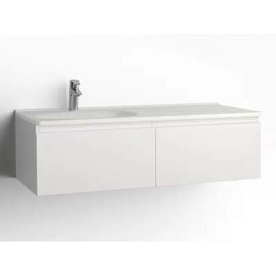 画像 Flow bathroom cabinet with washbasin 1200 left 2 drawers, single finish