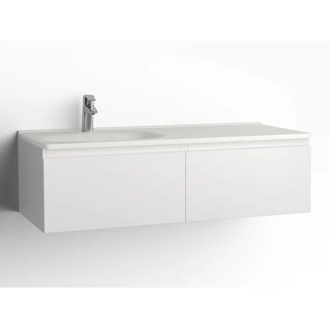 Flow bathroom cabinet with washbasin 1200 left 2 drawers, single finish