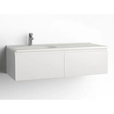 Image for Flow bathroom cabinet with washbasin 1200 left 2 drawers, single finish