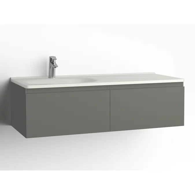 Flow bathroom cabinet with washbasin 1200 left 2 drawers, single finish