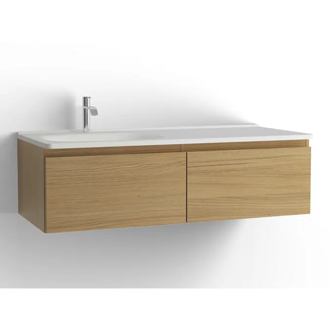 Flow bathroom cabinet with washbasin 1200 left 2 drawers, single finish