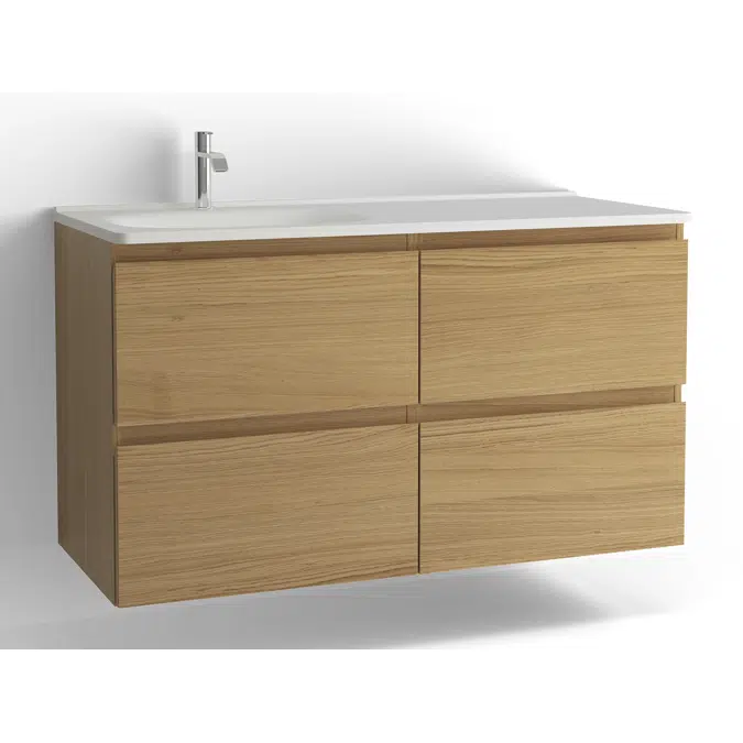 Flow bathroom cabinet with washbasin 1200 left 4 drawers, single finish