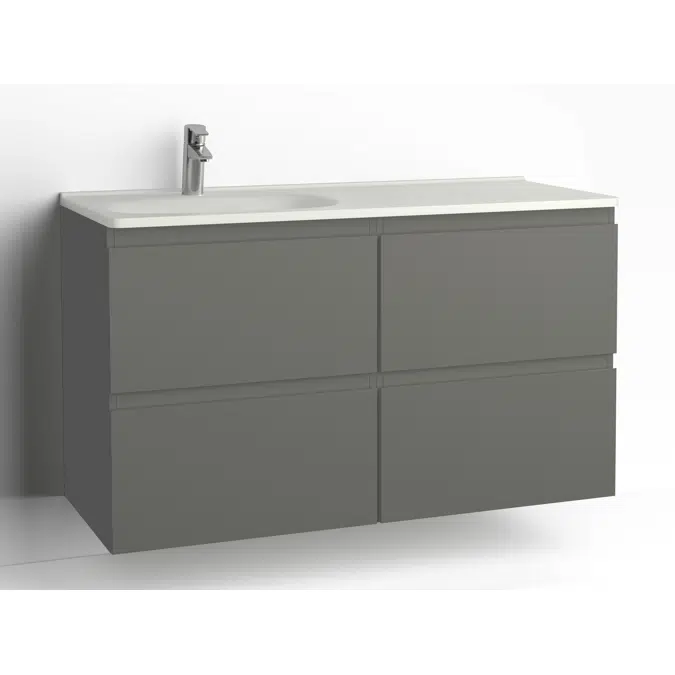 Flow bathroom cabinet with washbasin 1200 left 4 drawers, single finish