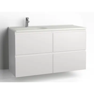 画像 Flow bathroom cabinet with washbasin 1200 left 4 drawers, single finish