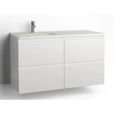 Image for Flow bathroom cabinet with washbasin 1200 left 4 drawers, single finish