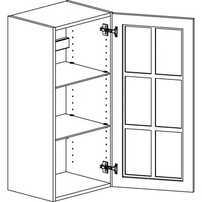 Image for Wall cabinet height 850mm with two shelves and display door 400mm