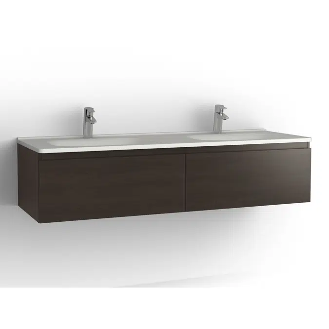 Flow bathroom cabinet with washbasin 1500 double 2 drawers, single finish