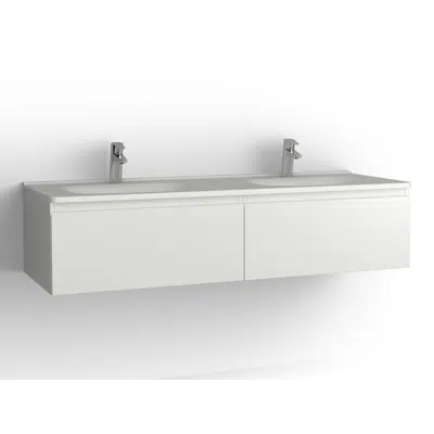 Flow bathroom cabinet with washbasin 1500 double 2 drawers, single finish 이미지