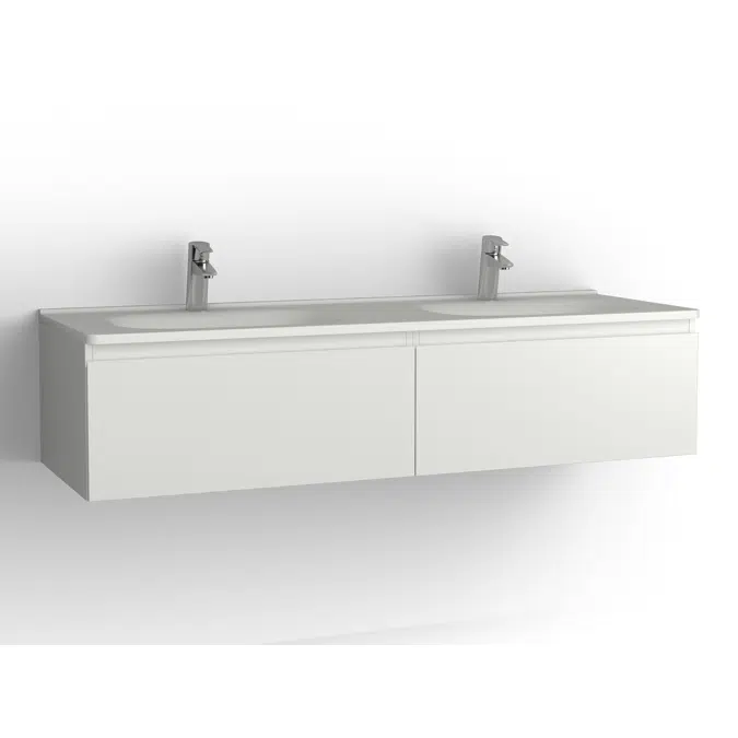 Flow bathroom cabinet with washbasin 1500 double 2 drawers, single finish