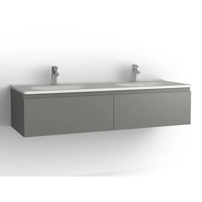 Flow bathroom cabinet with washbasin 1500 double 2 drawers, single finish