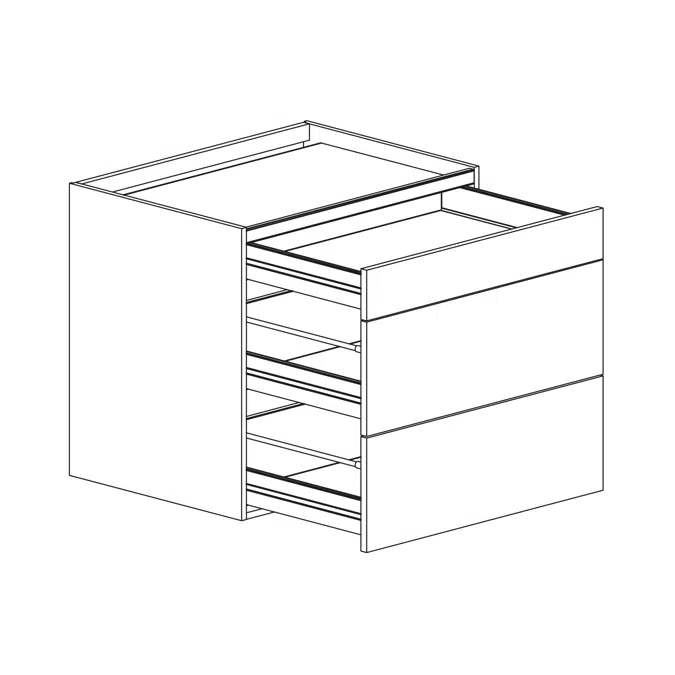 Base cabinet for cooktop with three drawers 800mm